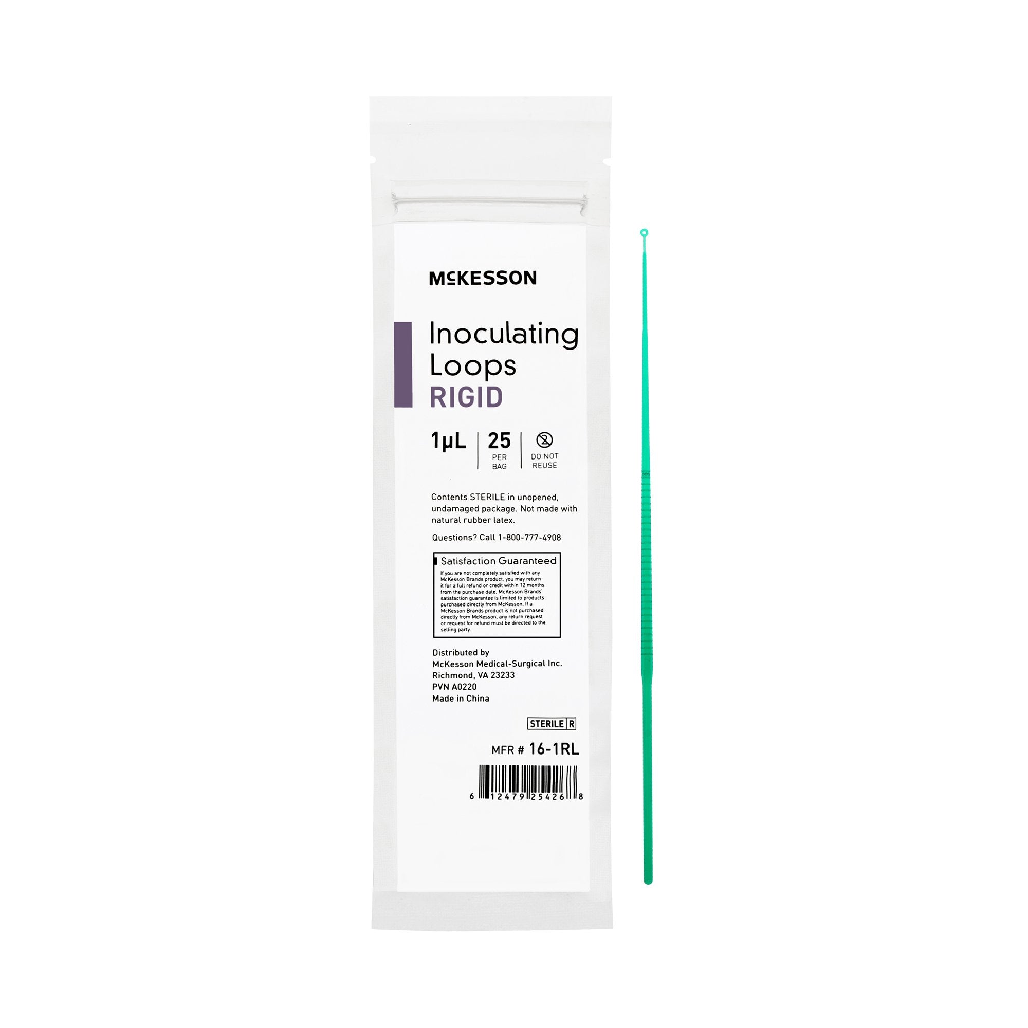 Inoculating Loop McKesson 1 µL Polystyrene Integrated Handle Sterile, Packaging Type- Case