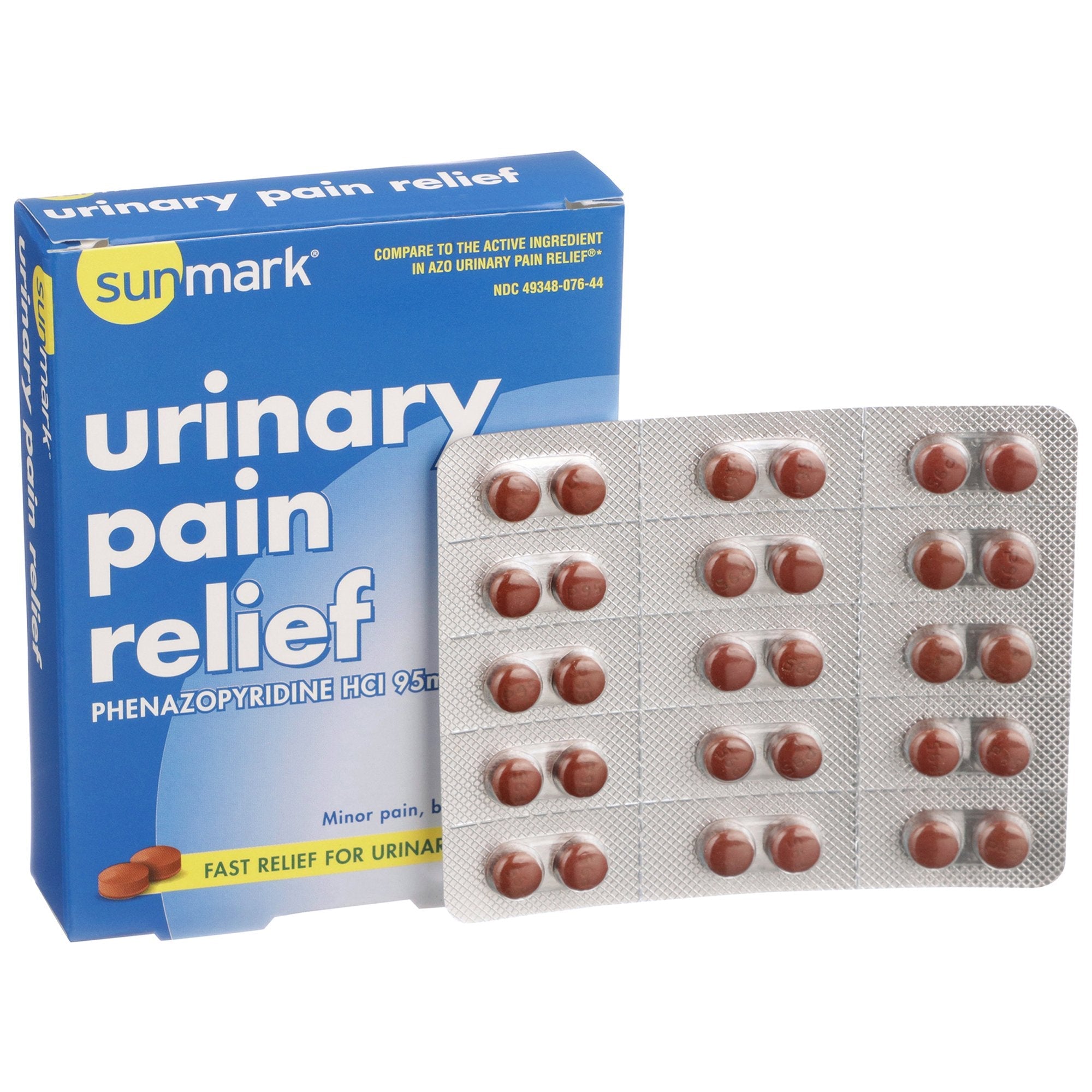 Urinary Pain Relief sunmark 95 mg Strength Phenazopyridine HCL Tablet 30 per Box