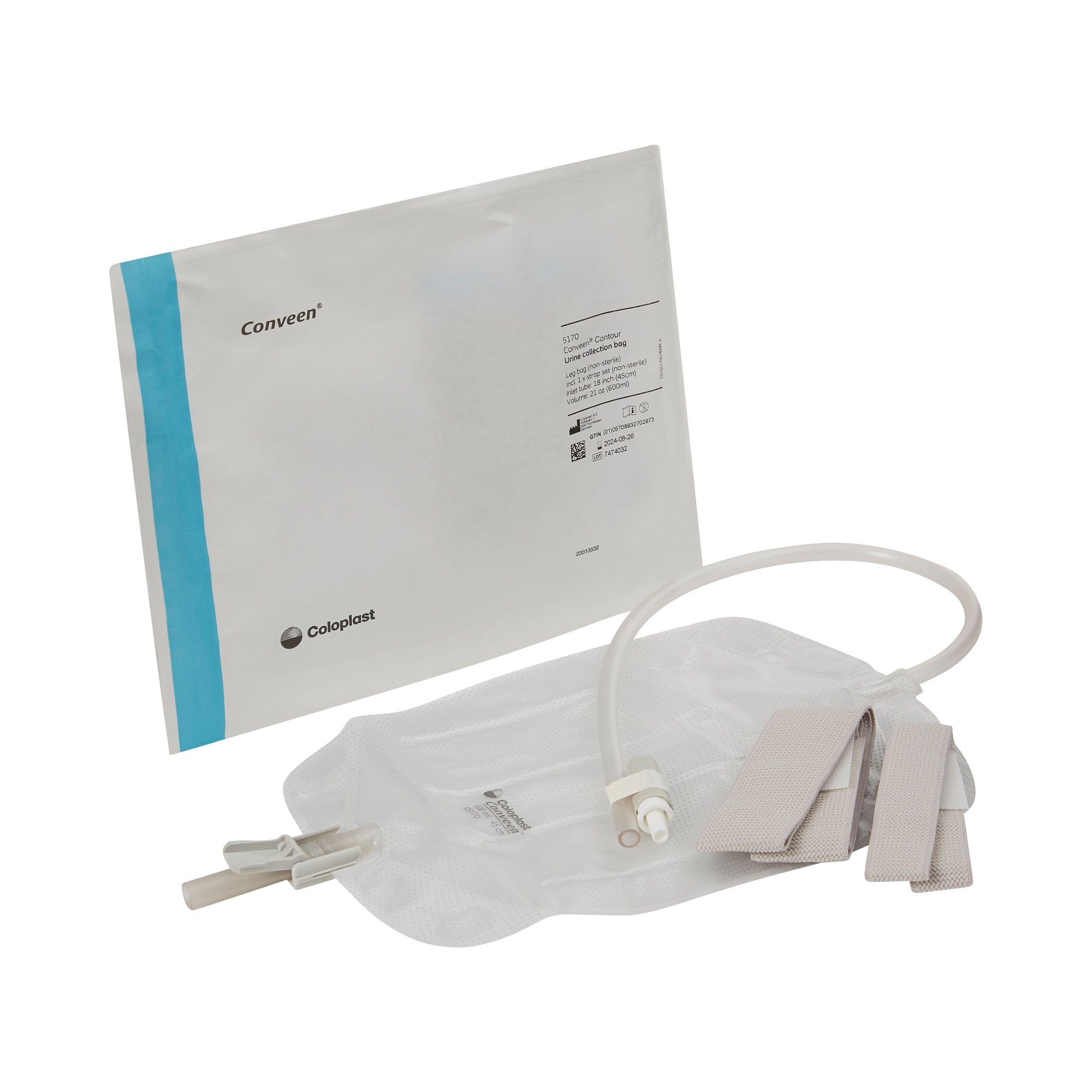 Urinary Leg Bag Conveen® Security+ Anti-Reflux Valve NonSterile 600 mL Polyethylene / Flocked