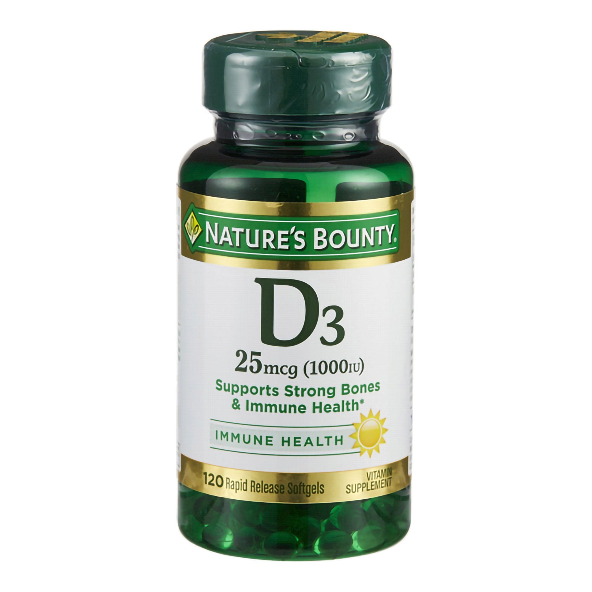 Vitamin Supplement Nature's Bounty® Vitamin D 1,000 IU Strength Softgel 100 per Bottle