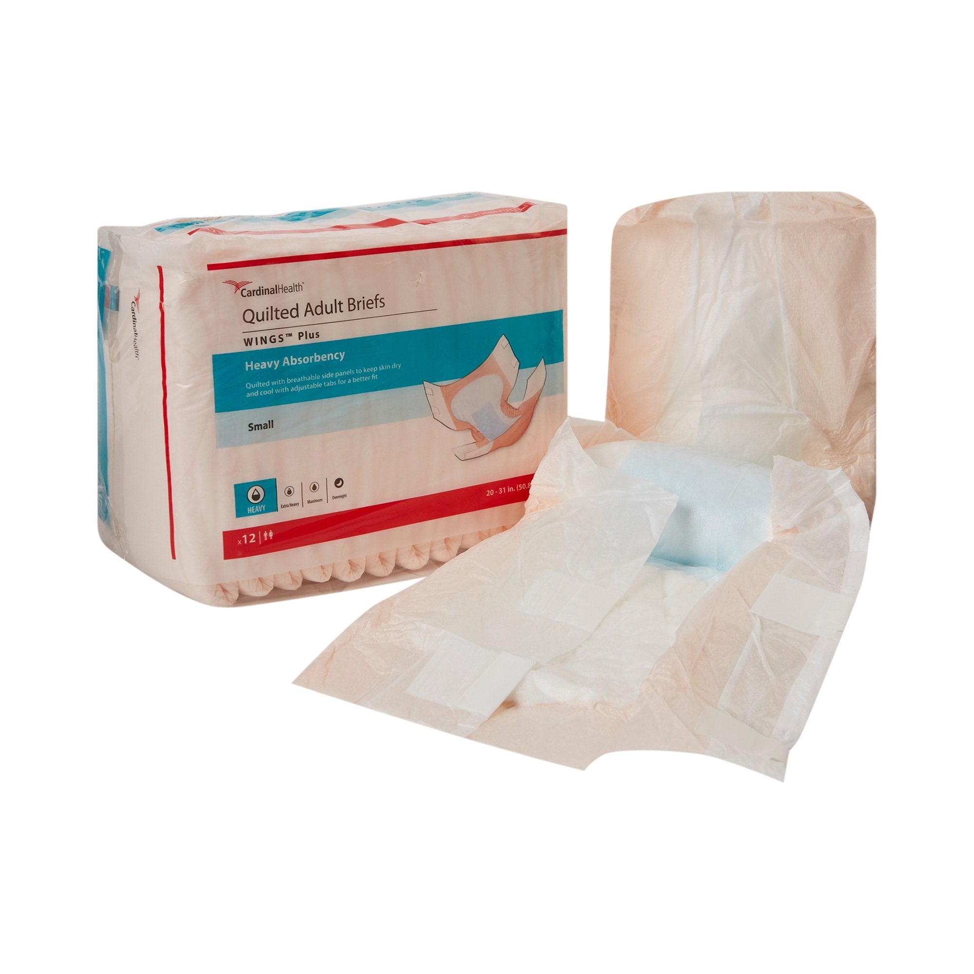 Unisex Adult Incontinence Brief Wings Plus Quilted Small Disposable Heavy Absorbency, Packaging Type- Case