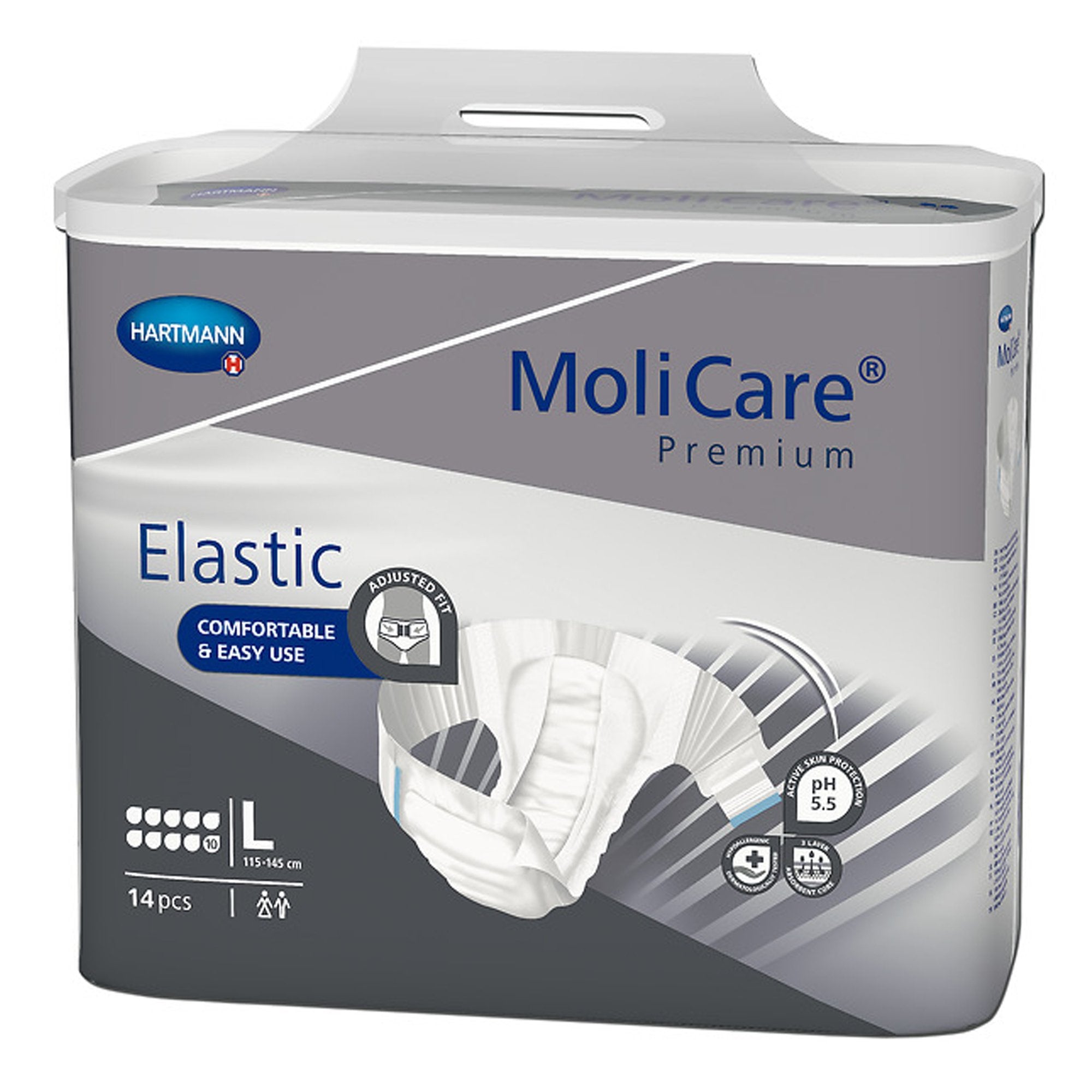 Unisex Adult Incontinence Brief MoliCare Premium Elastic 10D Large Disposable Heavy Absorbency, Packaging Type- Case