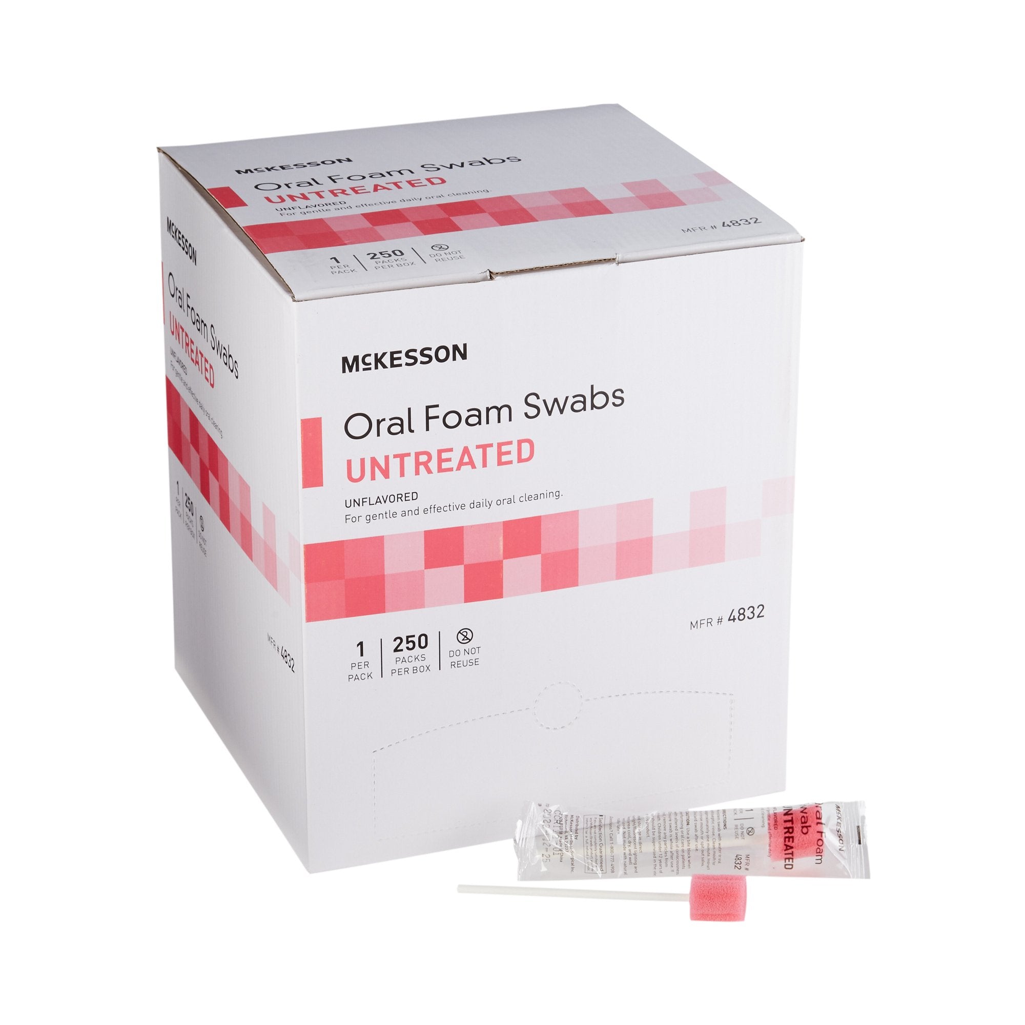 Oral Swab McKesson Untreated Foam Tip 1 per Pack, Packaging Type- Box