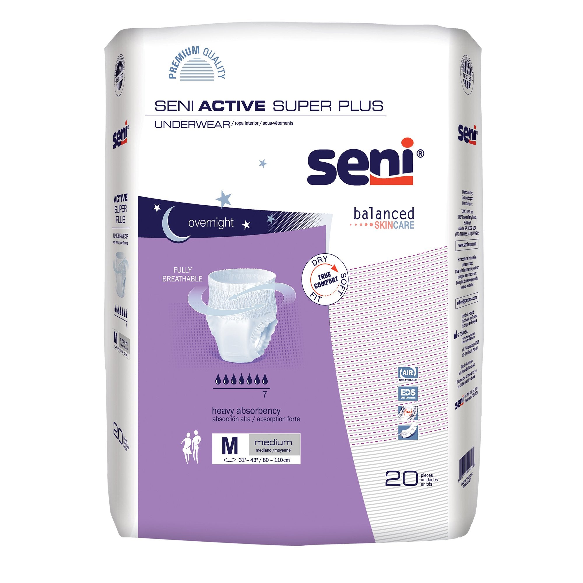 Unisex Adult Absorbent Underwear Seni Active Super Plus Pull On with Tear Away Seams Medium Disposable Heavy Absorbency, Packaging Type- Case