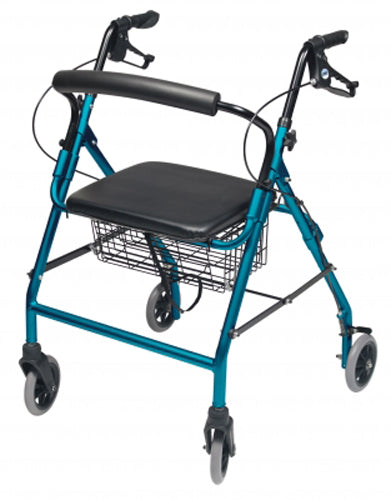 Lumex Rollator For Seniors and Elders, Wheel size 8 inch With Height Adjustable Customizable from 31"–34.5" to accommodate users 5' to 6' tall,  Weight Capacity 350lbs Aqua Color , Foldable, RJ4318AQ