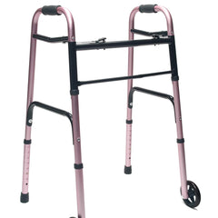 walker adult w 5 wheels folding pink case of 2
