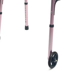 walker adult w 5 wheels folding pink case of 2