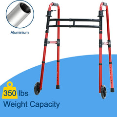 walker adult w 5 wheels folding red case of 2