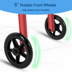 walker adult w 5 wheels folding red case of 2