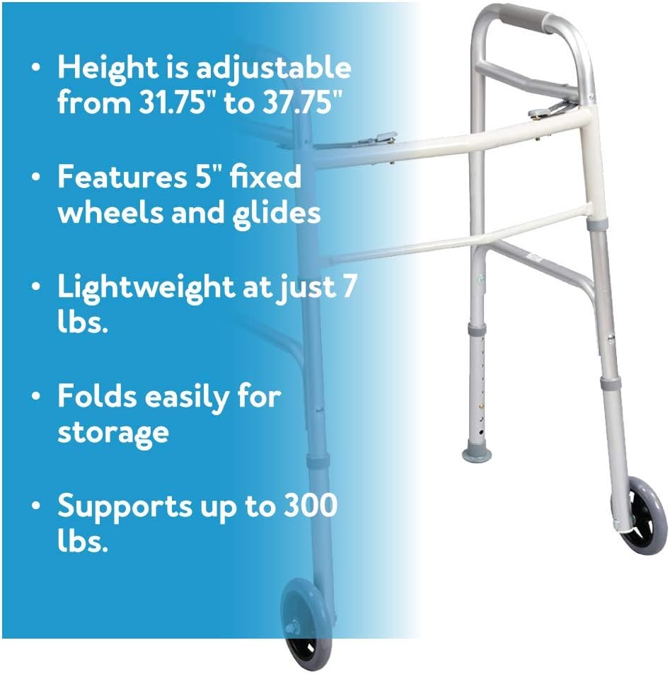 walker dual paddle folding w 5 wheels glides