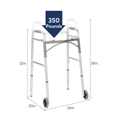 walker folding 2 button adult w 5 wheels deluxe drive