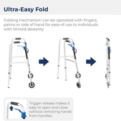 walker folding trigger release adult with 5 wheels drive
