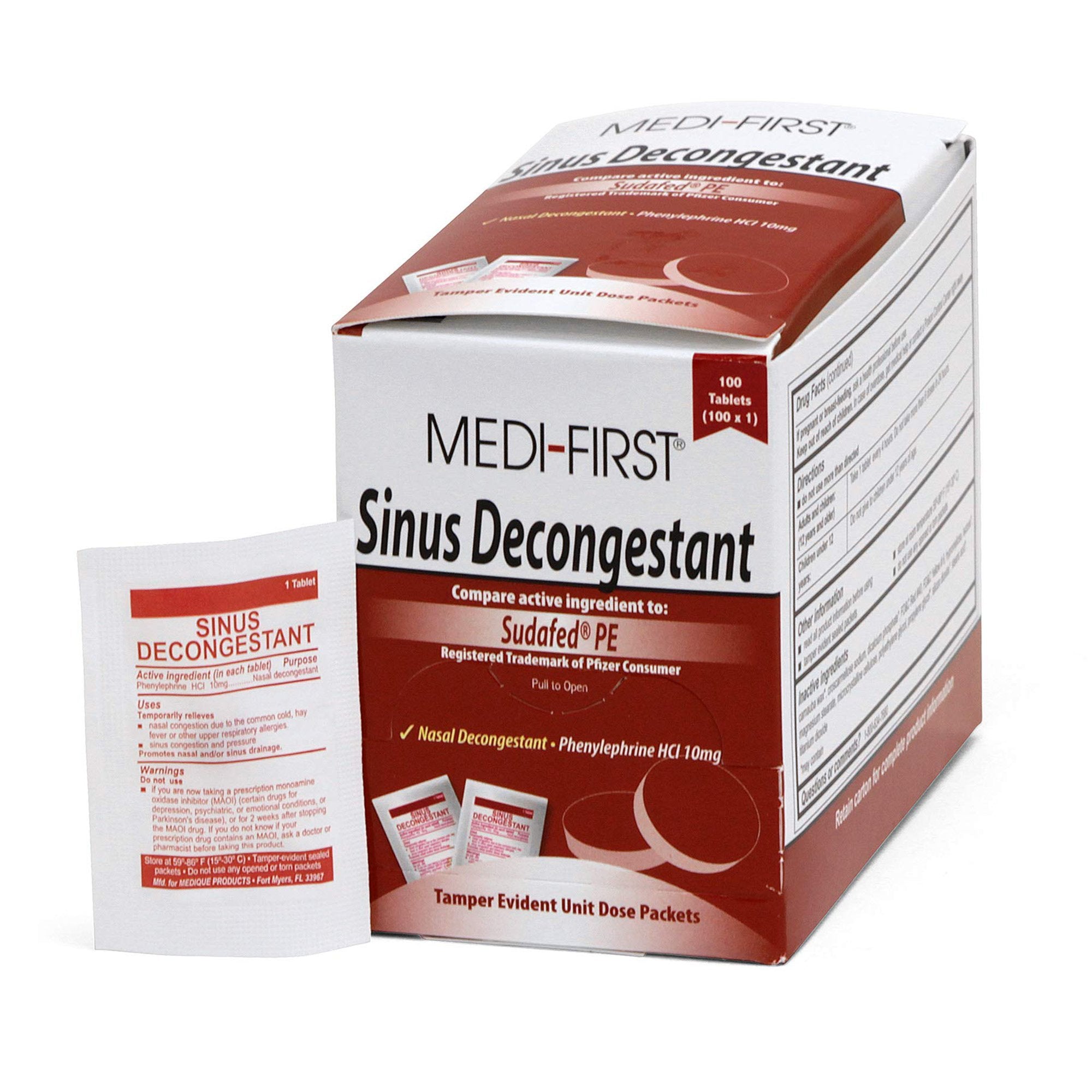 Sinus Relief Medi-First 10 mg Strength Tablet 100 per Box, Packaging Type- Box