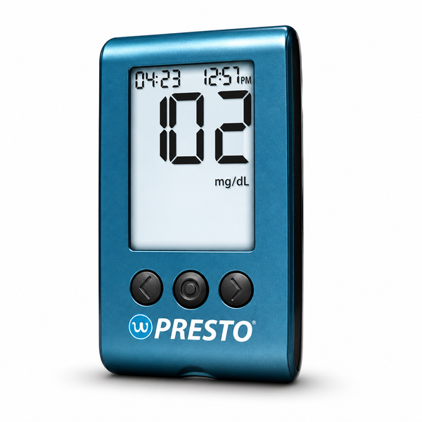Blood Glucose Meter Wavesense Presto 3 to 12 Second Results Stores up to 7 Results No Coding Required,Packaging Type- Each