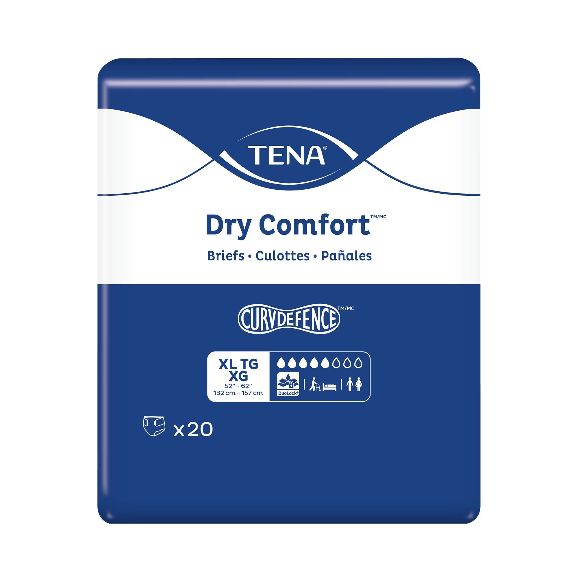 Unisex Adult Incontinence Brief TENA Dry Comfort X-Large Disposable Moderate Absorbency, Packaging Type- Case