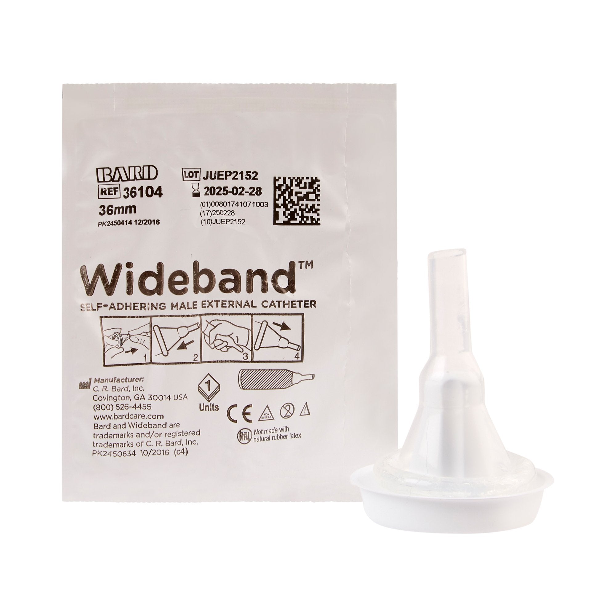 Male External Catheter Wide Band Self-Adhesive Band Silicone Large, Packaging Type- Box