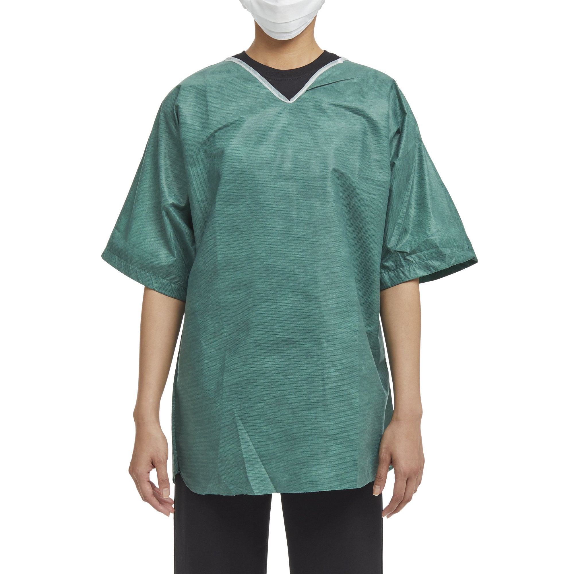 Scrub Shirt Medium Green Without Pockets Short Sleeve Unisex, Packaging Type- Case