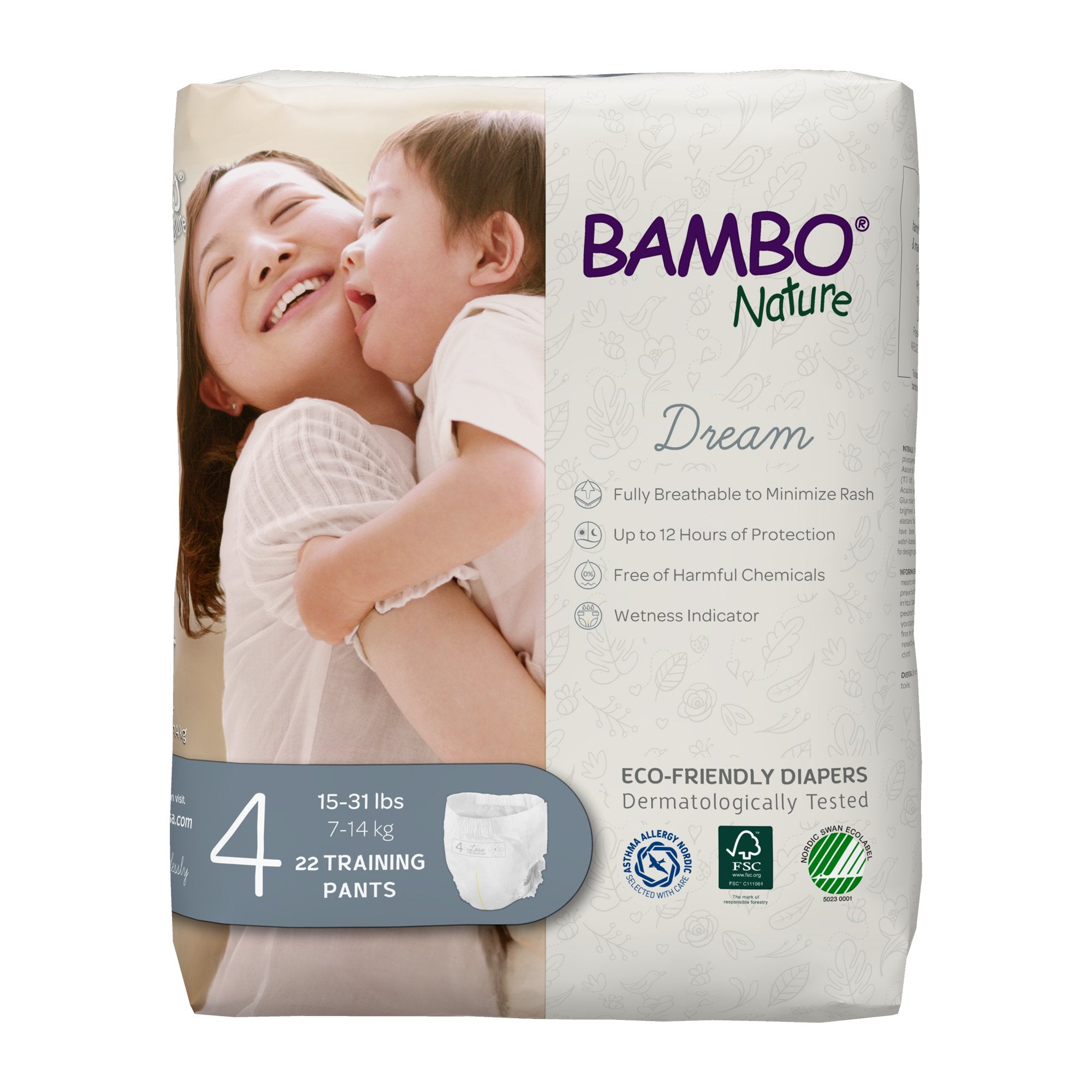 Unisex Toddler Training Pants Bambo Nature Dream Pull On with Tear Away Seams Size 4 Disposable Heavy Absorbency, Packaging Type- Case