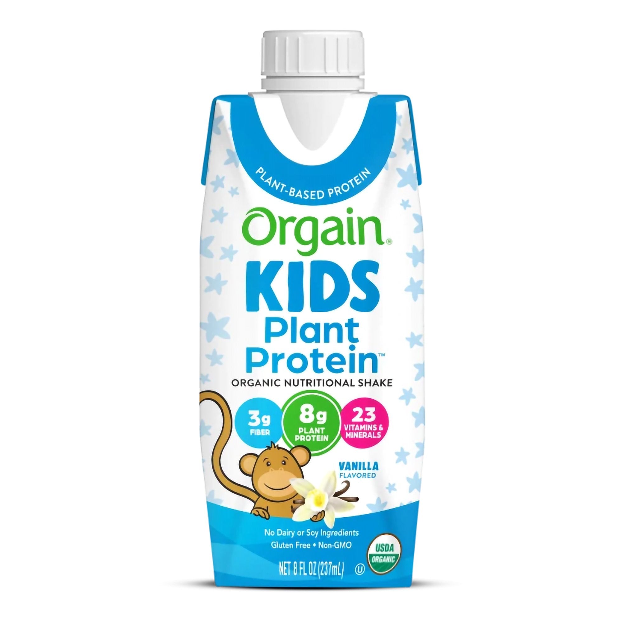 Pediatric Oral Supplement Orgain Kids Plant Protein Nutritional Shake Vanilla Flavor 8 oz. Carton Liquid Plant Based, Packaging Type- Case