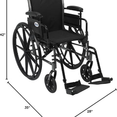 Drive Medical Rem Wheelchair with Detachable Arm and Padded Armrest and Swing-away Elevating Leg-rests ,8inch front Wheels ,Carry Pocket On Backrest  ,10965S
