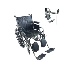 Economy Wheelchair with Padded Armrests and Elevating Leg Rests ,8inch front Wheels ,Carry Pocket On Backrest 300 lbs Weight Capacity ,10965D