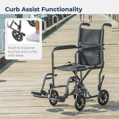 silver vein transport wheelchair rear wheels and braking system view