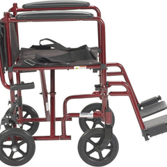Red foldable transport wheelchair compact storage position