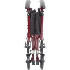 Drive Medical Transport Lightweight Red Wheelchair with Padded armrests and swing-away footrests ,Composite 8" Wheels ,300 lbs Weight Capacity ,19" (W) x 16" (D) ,10950J