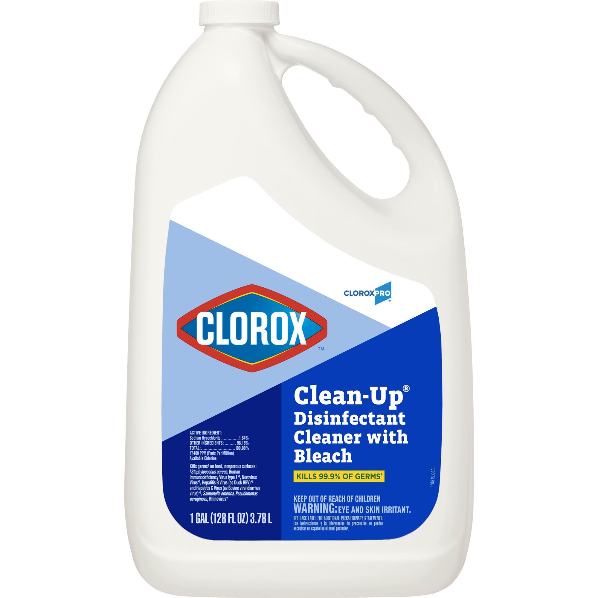 CloroxPro Clorox Clean-Up with Bleach Surface Disinfectant Cleaner Refill Manual Pour Liquid 1 gal. Jug Chlorine Scent NonSterile, Packaging Type- Case