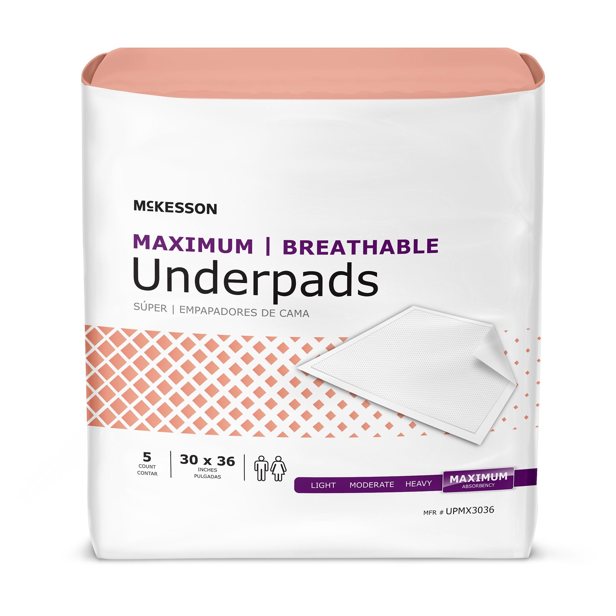 Disposable Underpad McKesson Ultimate Breathable 30 X 36 Inch Fluff / Polymer Heavy Absorbency, Packaging Type- Case