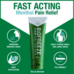 Topical Pain Relief Biofreeze 5% Strength Menthol Gel 3 oz.,Packaging Type- Each