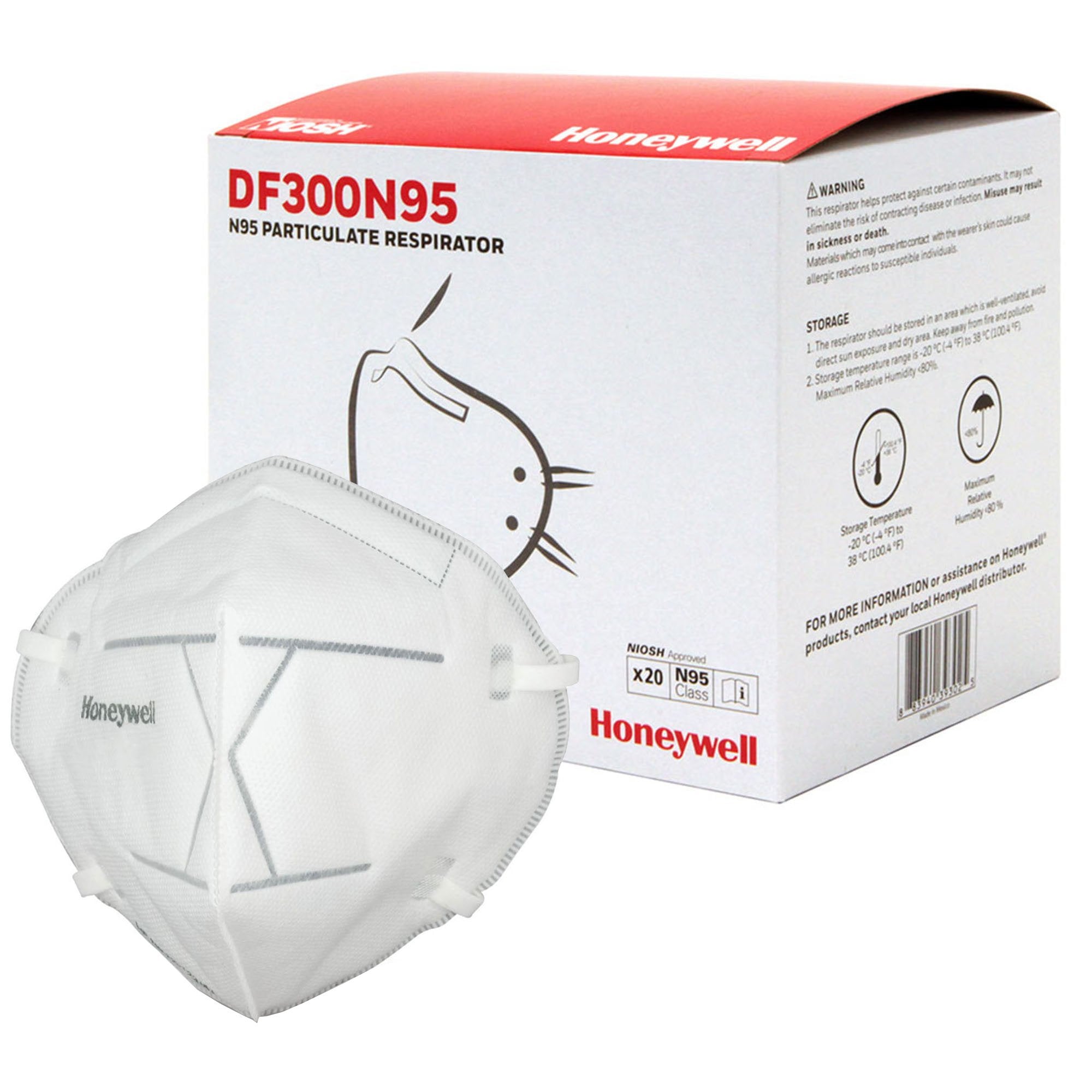 Particulate Respirator Mask Honeywell DF300 Industrial N95 Not Rated Elastic Strap One Size Fits Most, Packaging Type- Box