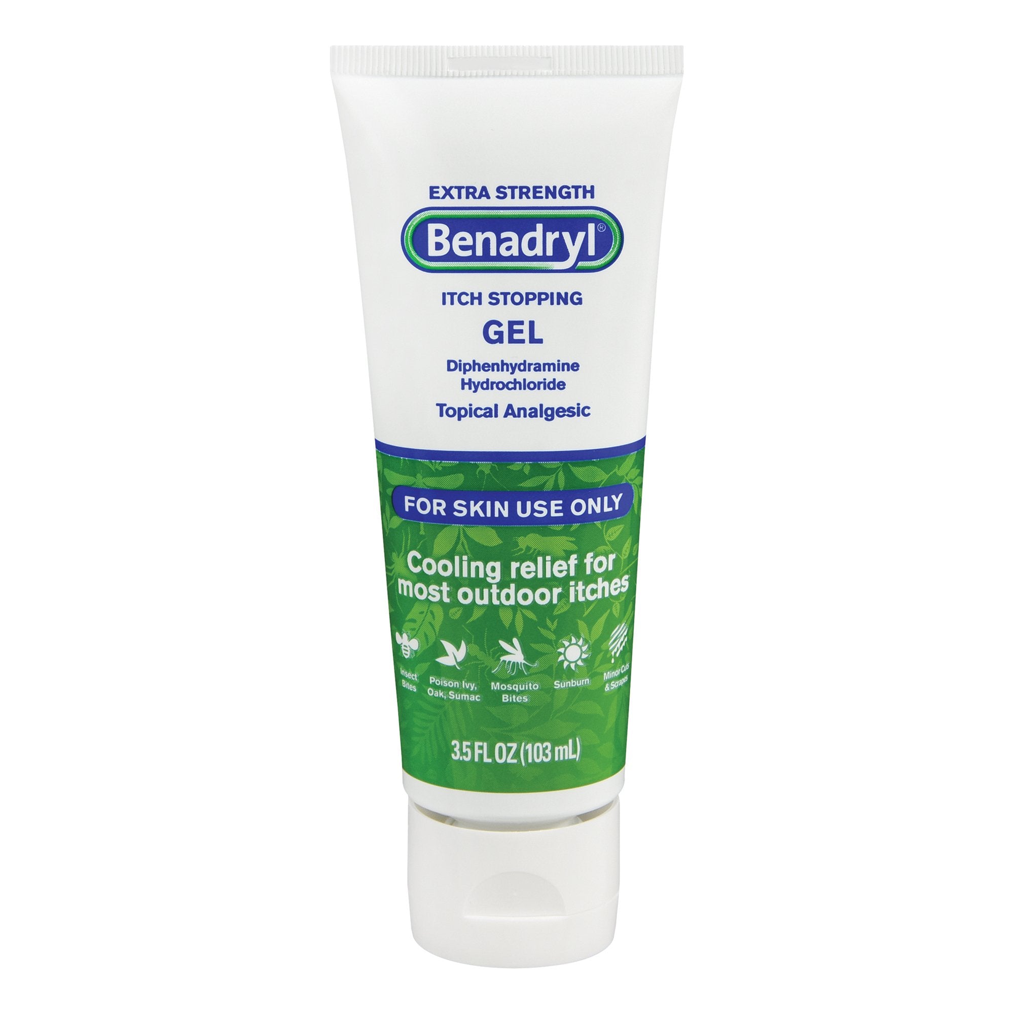 Itch Relief Benadryl 2% Strength Gel 4 oz. Tube, Packaging Type- Case