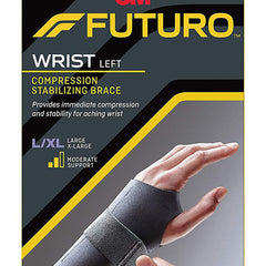 Wrist Brace Futuro Compression Stabilizing Low Profile Aluminum / Nylon / Polyester / Polyethylene / Spandex / Silicone Left Hand Black Large / X Large