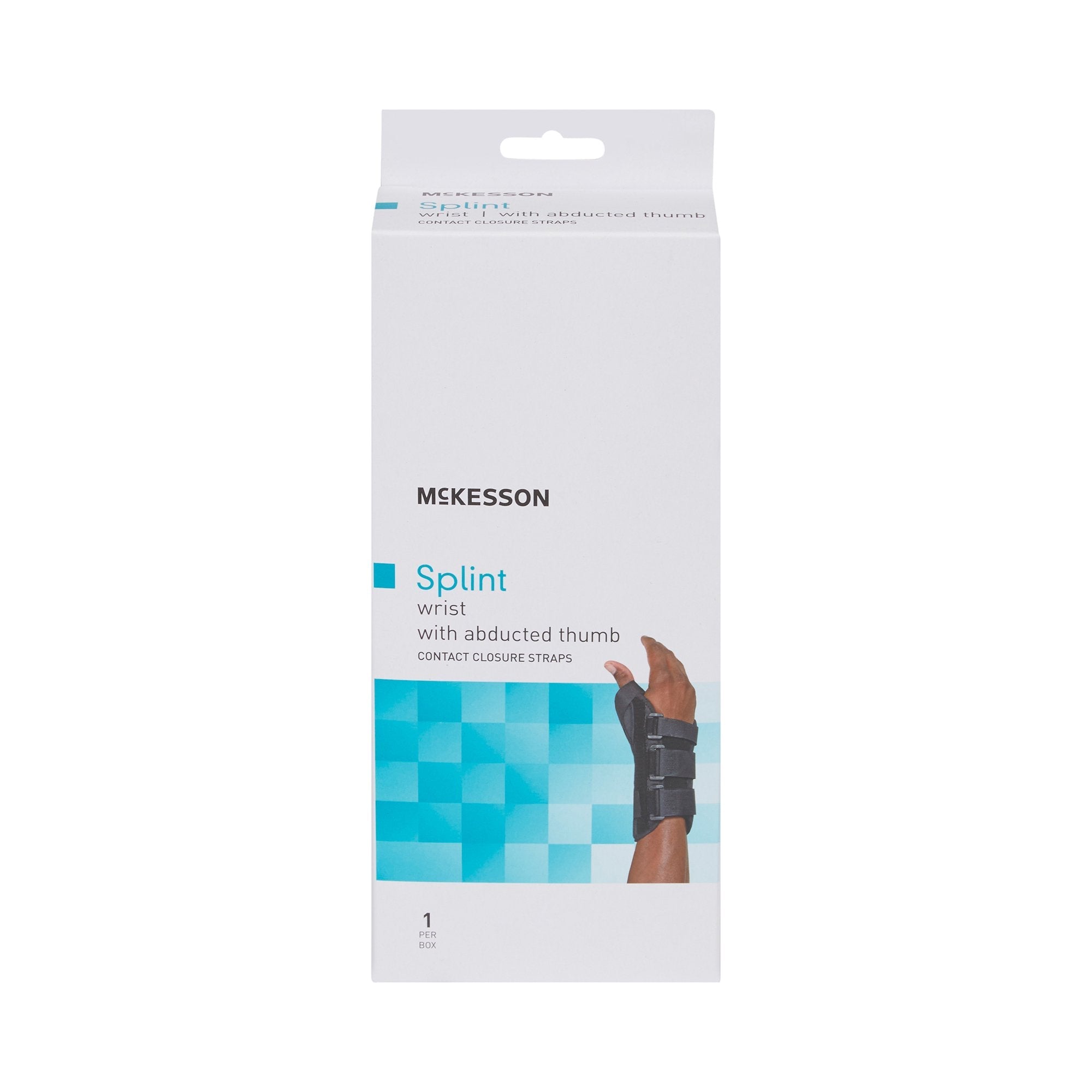 Wrist Brace with Abducted Thumb McKesson Aluminum / Foam / Spandex / Plastic Left Hand Black Medium, Packaging Type- Each