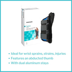 wrist brace with abducted thumb mckesson aluminum foam spandex plastic left hand black small packaging type each