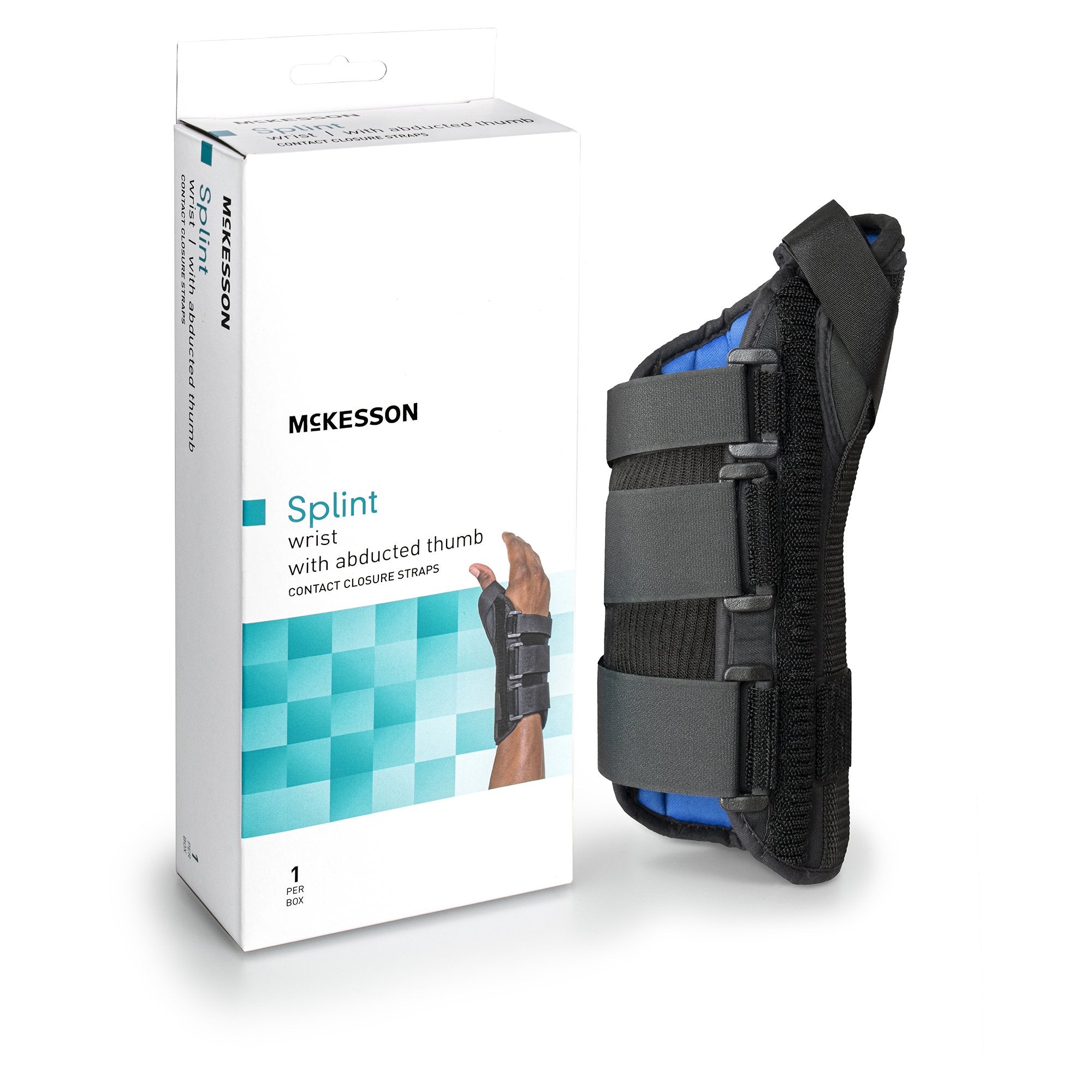 Wrist Brace with Abducted Thumb McKesson Aluminum / Foam / Spandex / Plastic Left Hand Black X Large