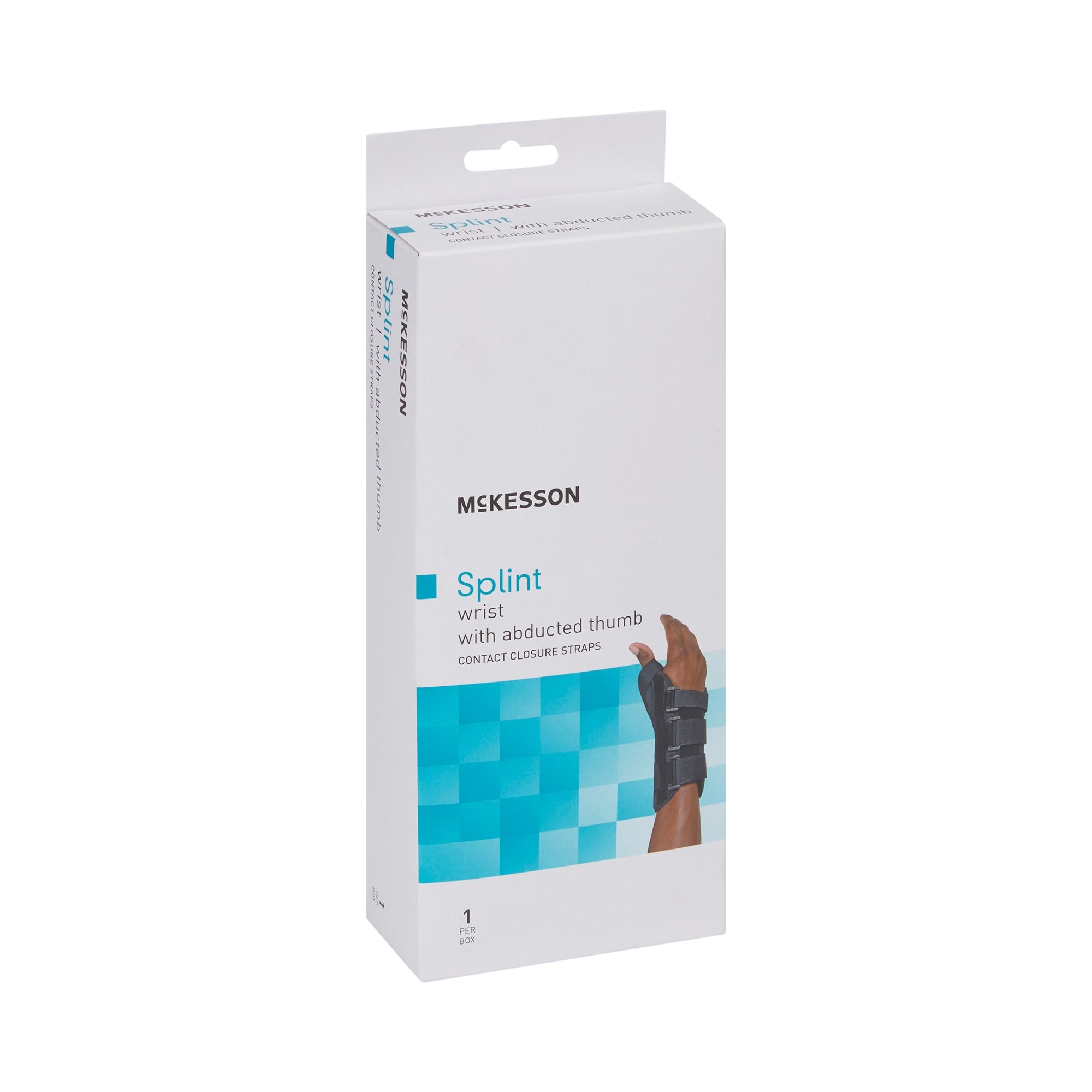 Wrist Brace with Abducted Thumb McKesson Aluminum / Foam / Spandex / Plastic Right Hand Black Medium, Packaging Type- Each