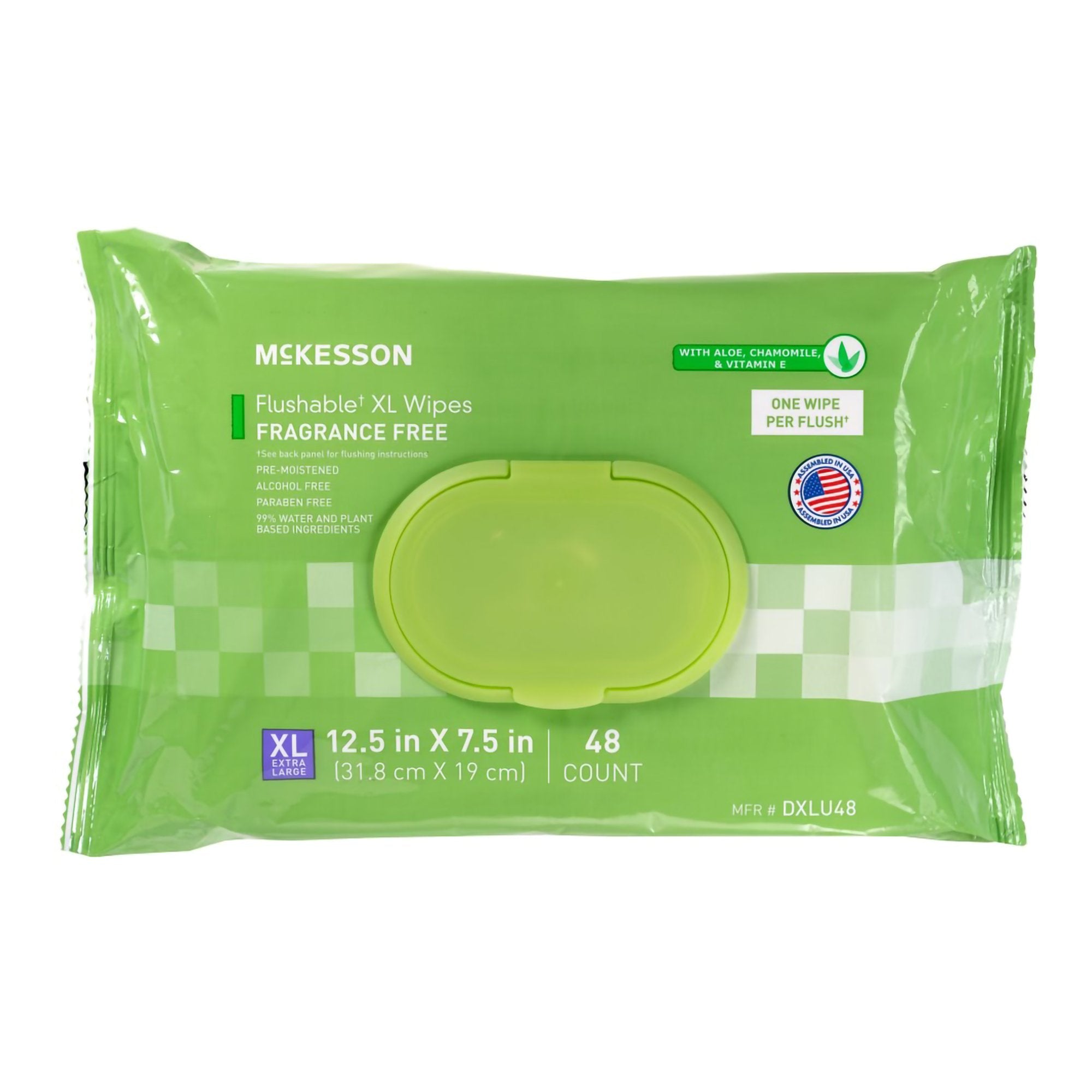 Flushable Personal Wipe McKesson Soft Pack Unscented 48 Count