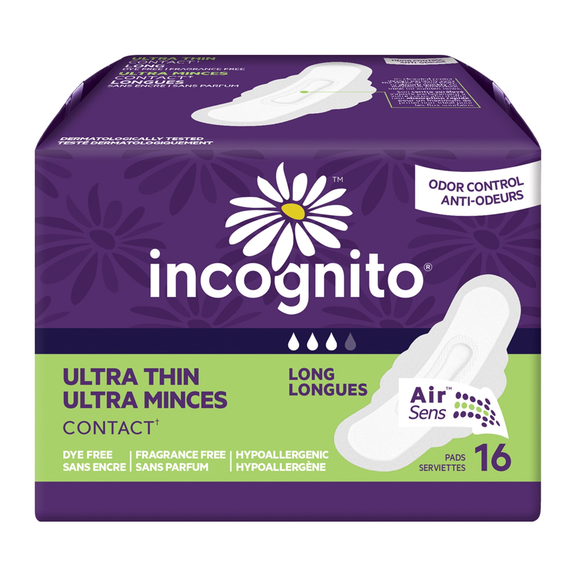 Feminine Pad Incognito Ultra Thin with Wings Super Absorbency, Packaging Type- Case