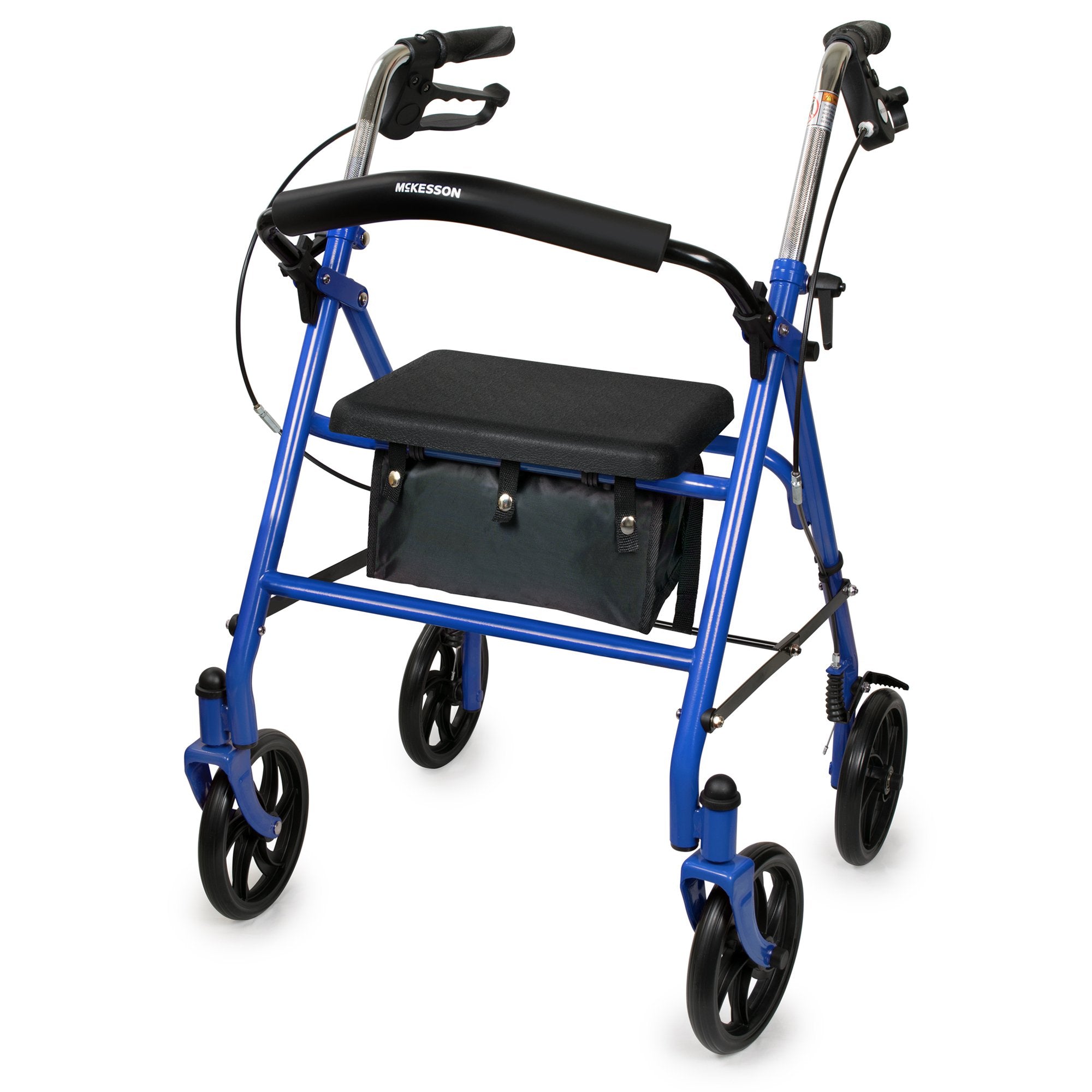 4 Wheel Rollator McKesson Blue Adjustable Height / Folding Steel Frame, Packaging Type- Each