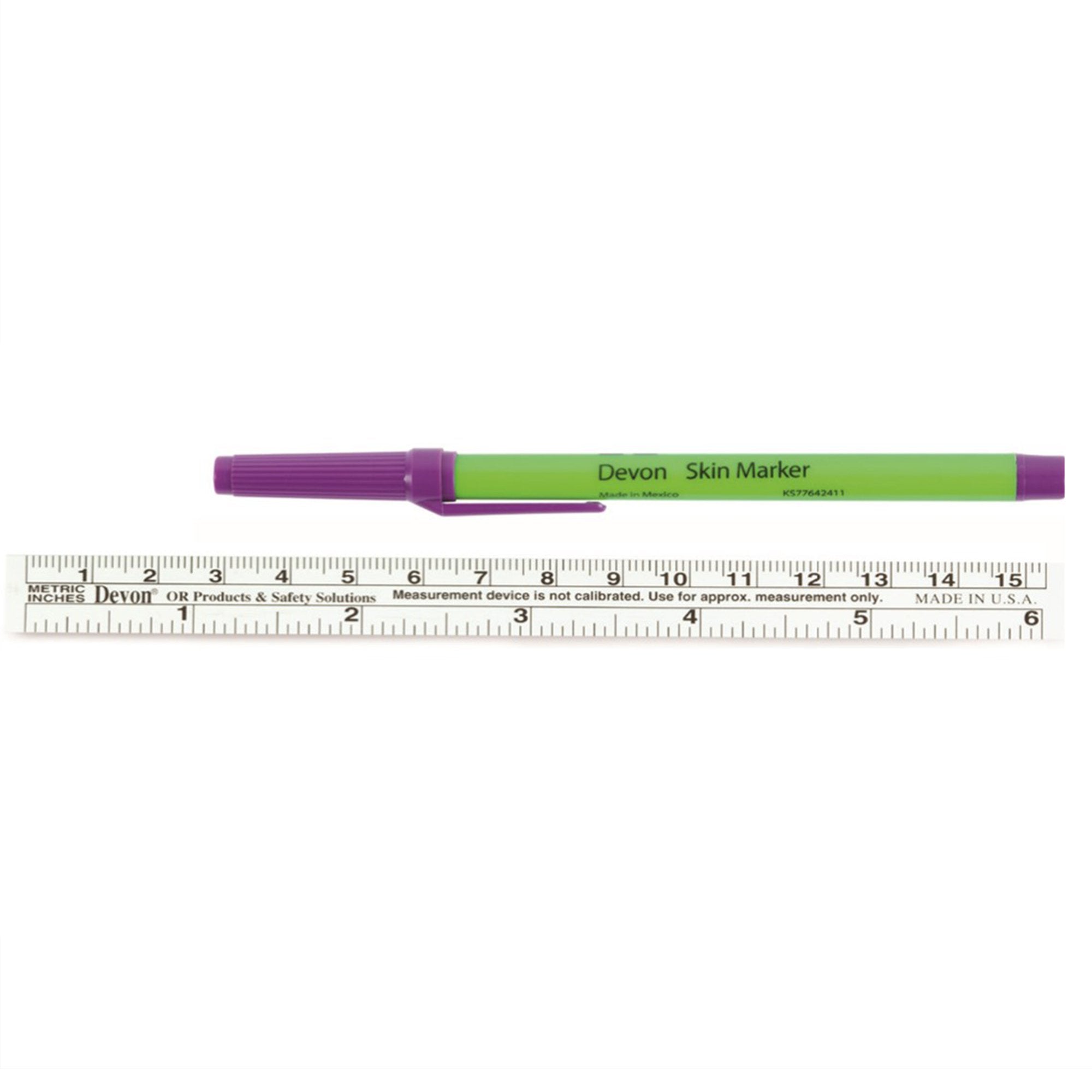 Skin Marker with Ruler and Labels Devon Gentian Violet Ink Sterile Full Size Regular Tip