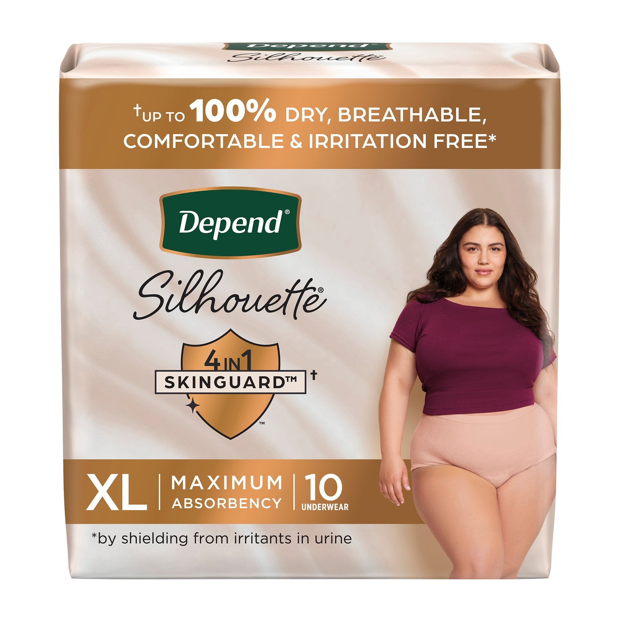 Female Adult Absorbent Underwear Depend Silhouette Waistband Style X-Large Disposable Heavy Absorbency, Packaging Type- Case