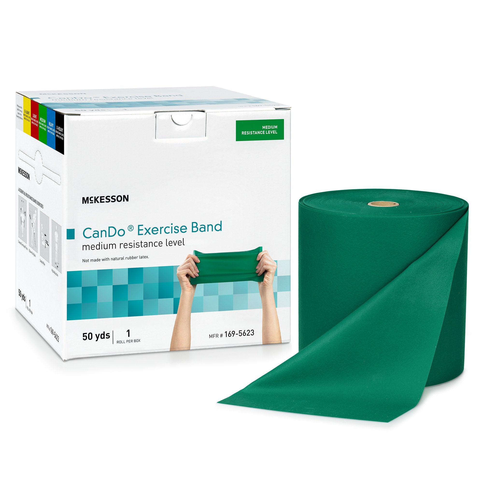 Exercise Resistance Band McKesson CanDo® Green 5 Inch X 50 Yard Medium Resistance, Packaging Type- Each