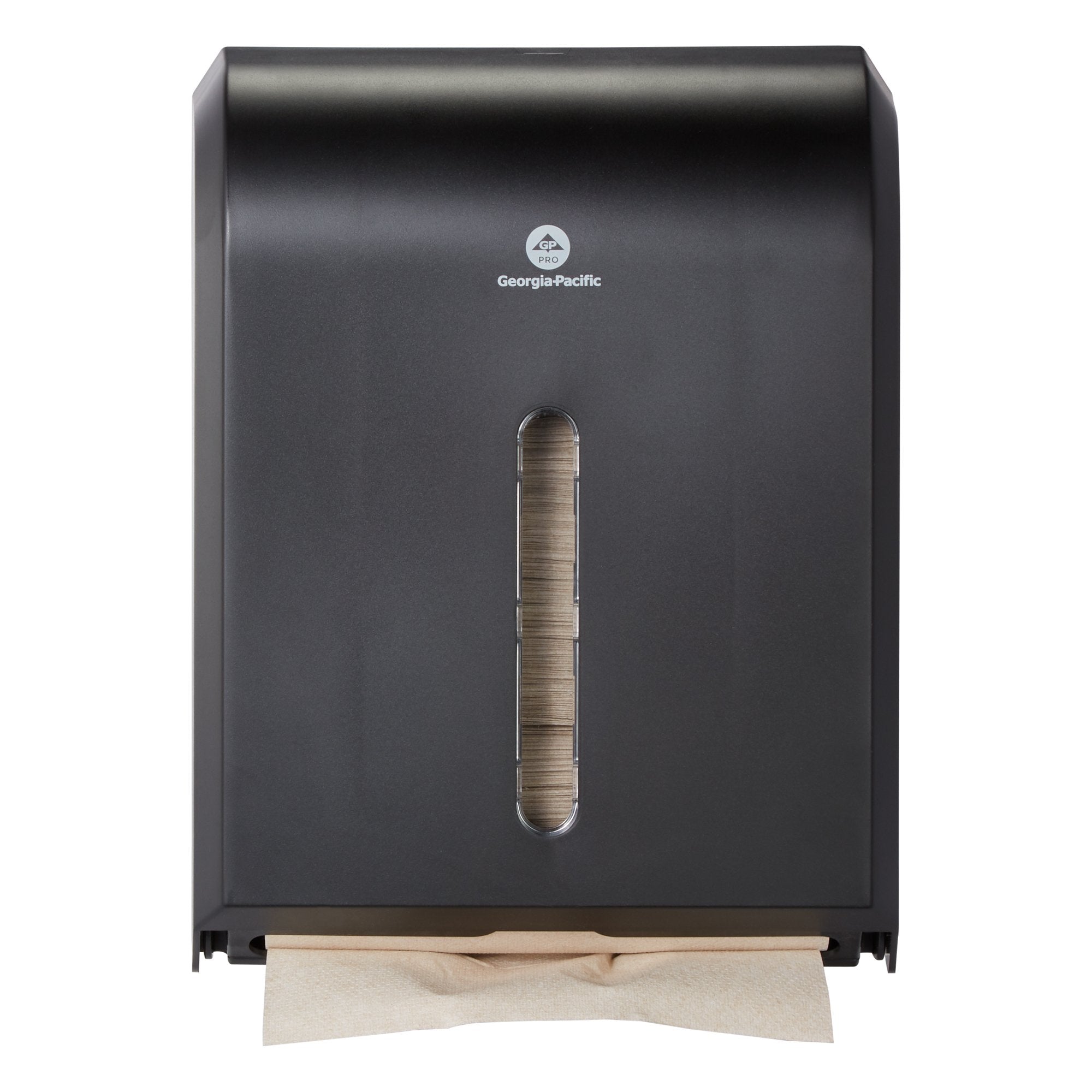 Paper Towel Dispenser GP Pro Black Plastic Manual 400 C-Fold / 600 Multifold / 1 Package of BigFold Paper Towels Wall Mount