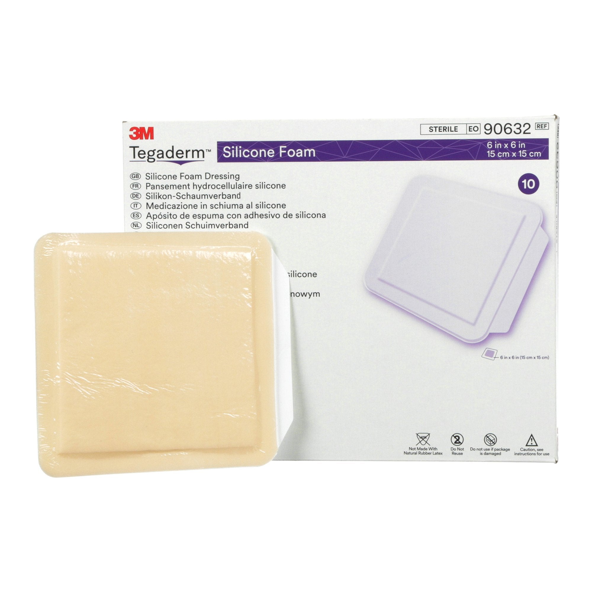 Foam Dressing 3M™ Tegaderm™ 4 X 4-1/4 Inch Without Border Film Backing Silicone Face Square Sterile