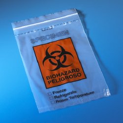 Specimen Transport Bag with Document Pouch 6 X 9 Inch Zip Closure Biohazard Symbol / Storage Instructions NonSterile, Packaging Type- Box