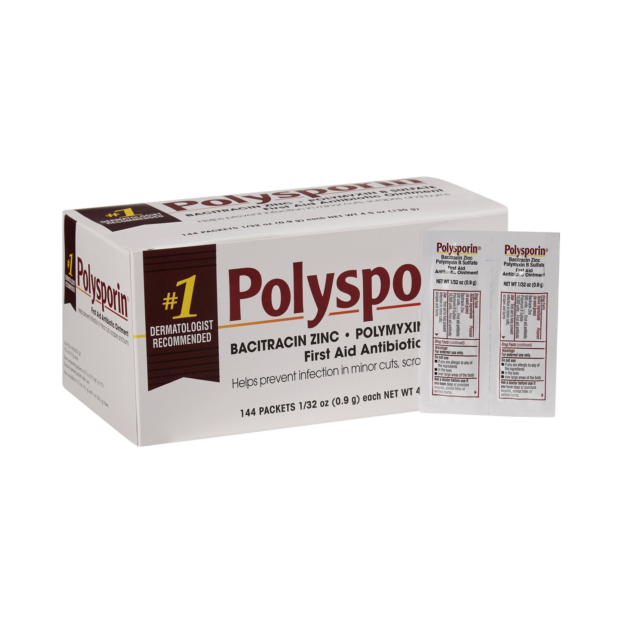 First Aid Antibiotic Polysporin Ointment 0.9 Gram Individual Packet, Packaging Type- Box