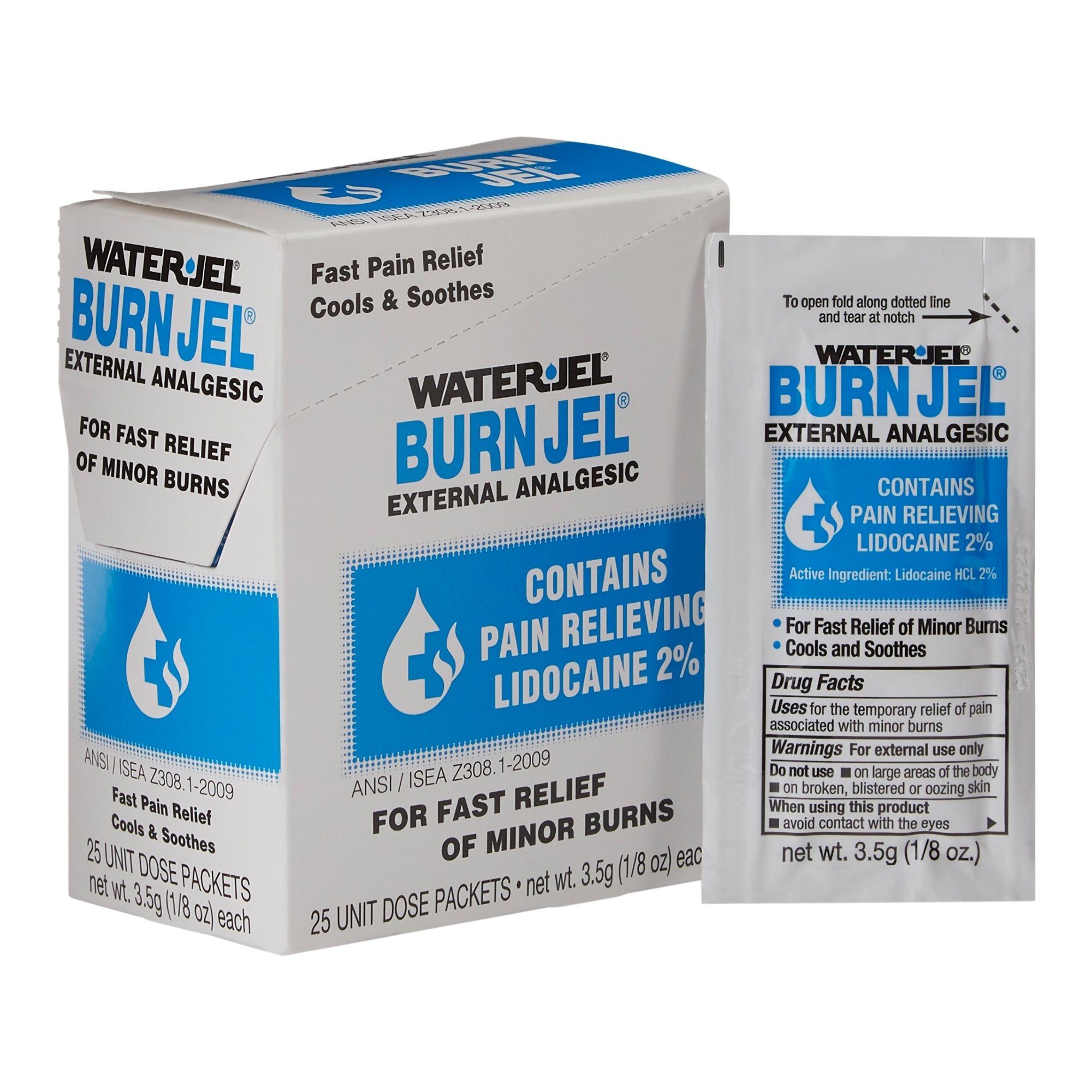 Burn Relief Water Jel Burn Jel Topical Gel 3.5 Gram Individual Packet, Packaging Type- Box