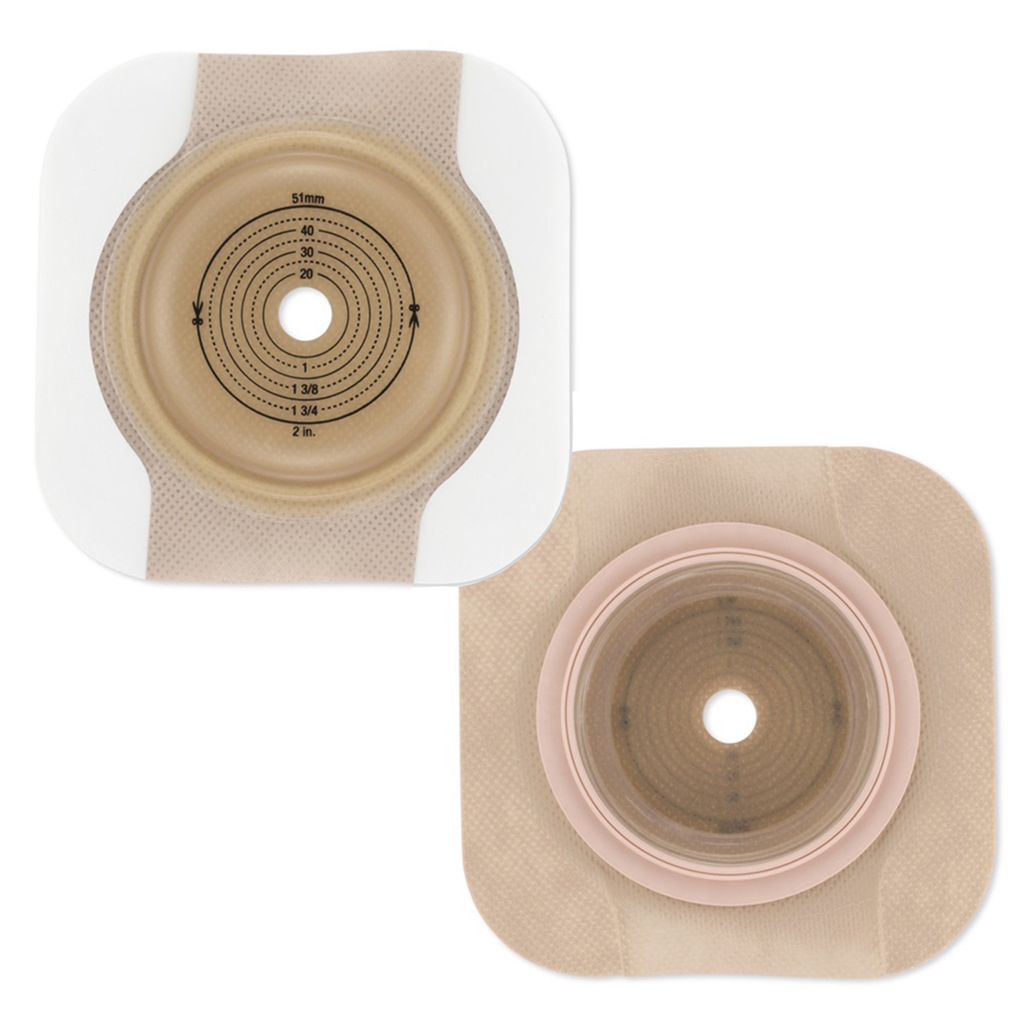 Ostomy Barrier New Image CeraPlus Trim to Fit, Extended Wear Adhesive Tape Borders 57 mm Flange Red Code System Up to 1-1/2 Inch Opening, Packaging Type- Box